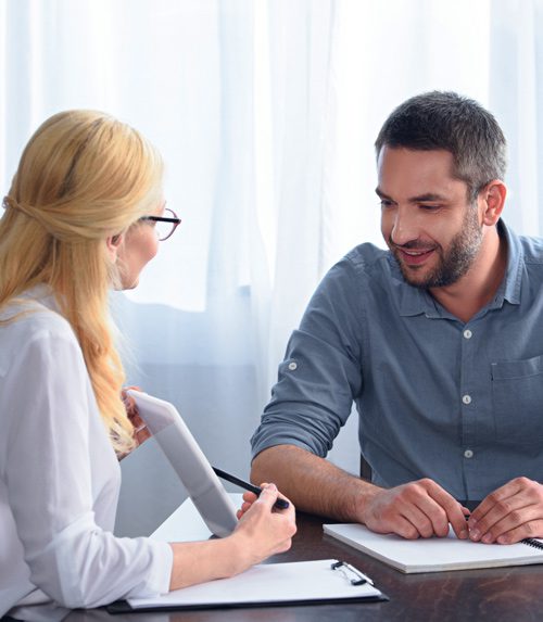 Therapist working with client