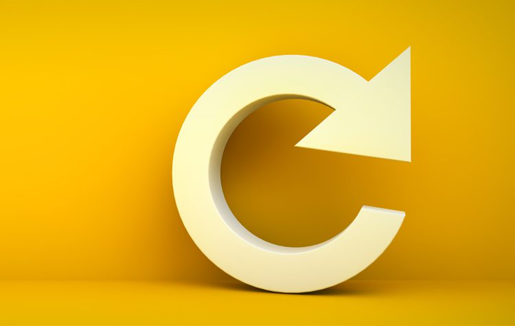 Yellow background with 3-D arrow making a circle - continuum of care