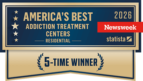 Wooded Glen has been awarded America's Best Addiction Treatment Centers for 2026 - 5 time winner from Newsweek